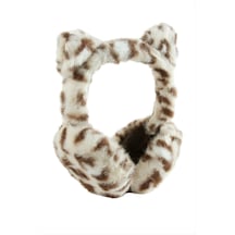Leopar Desenli Yünlü Kışlık Kulaklık 0494 Bej