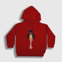 Presmono Unisex Çocuk Guitar Guns N' Roses Slash Kapüşonlu Sweatshirt Kırmızı