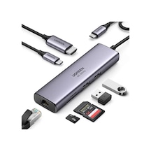Ugreen CM512 Type-C to PD 100W HDMI RJ45 USB SD Micro SD Dönüştürücü Hub