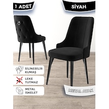 Canisa Newa Serisi, 1.sınıf Babyface Kumaş Siyah Metal Ayak Gümüş Halkalı, 1 Adet Siyah Sandalye Sandalye Siyah / Ayakları Siyah