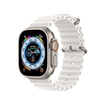 Ekılıf - Apple Uyumlu  Watch 7 45mm - Kordon Silikon Kordon Krd-75 - Beyaz
