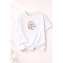 Herkesemoda Choose Kındness Baskı Detaylı Kadın Bisiklet Yaka Pamuklu T-shirt Beyaz