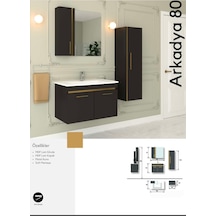 Evros Arkadya 80 Cm Banyo Mobilyası Boy Dolabı Dahil Siyah