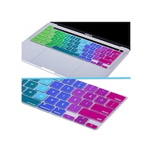 Macbook Pro Türkçe Q Çeviri Klavye Koruyucu Us Ansı Amerikan Düz Enter A2338 M1 M2 A2251 A2289 A2141 Uyumlu Silikon Keyboard Cover Touch Bar Pembe Yeşil