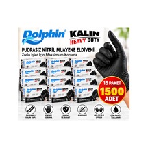 Ekstra Kalın Pudrasız Extra Kalın Siyah Nitril Muayene Temizlik Eldiveni Tek Kullanımlık L Beden 15 Paket