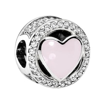 Nur Silver Pembe Kalp Gümüş Charm Nur-bl01156