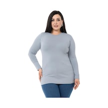 Disentis Büyük Beden Bisiklet Yaka Uzun Kollu Viskon Açık Gri Body-açık Gri Açık Gri