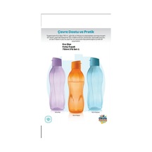 Eco Şişe Suluk 750 Ml 3 Lü Set Lila Turuncu Mavi