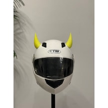 Motor & Motosiklet Neon Sarı Simli Şeytan Boynuzu Kask Dış Aksesuar Diğer
