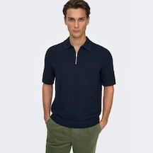 Only & Sons Menu Structure Erkek Lacivert Polo Tişört 22038171-dsp