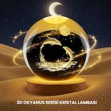 Buğz Yunus Temalı Kristal Küre Usb Işıklı Ahşap Altlıklı Gece Lambası