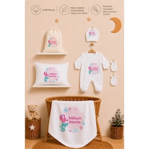 Pia Baby Kız Bebek İsimli %100 Pamuk Hastane Çıkışı 6 Parça Tulum Şapka Eldiven Hediye Seti 2073tybk0x Krem