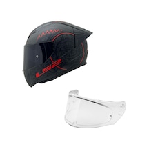 Rapıd 2 Race Takaroa Mat Siyah-kırmızı Kask Siyah Cam+spoiler Siyah Cam