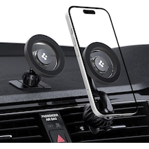 Magsafe Araç İçi Telefon Tutucu 2in1 Air Vent & Dashboard Ön Konsol Ve Havalandırma Izgara İle Uyumlu Uzun Versiyon İphone & Magfit İle Uyumlu + Dahili Metal Halka Mtf13-1 Matte Gray - Acp08321