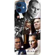 İphone 12-12 Pro Uyumlu Atatürk Minnet Baskılı Silikon Kılıf Renkli