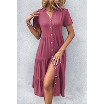 Madmext Bordo Gömlek Yaka Uzun Elbise Mg1853-bordo Bordo