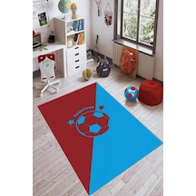 Bordo Ve Mavi Kaymaz Tabanlı Yıldızlı Taraftar Halısı Vh084n11 Bordo - Mavi