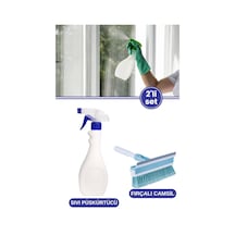 Tigerli Sıvı Püskürtücü Ve Fırçalı Camsil Seti, Spreyli Temizlik Şişesi 1000ml + Oto Camsil 21cm
