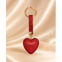 Kalpli Taşlı Luxury Çanta Charmı Kırmızı Kristal Bag Charm