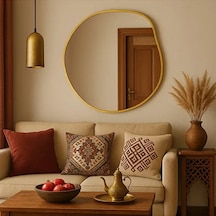 30x30 Cm Modern El Yapımı Asimetrik Çerçeveli Ayna Altın Altın