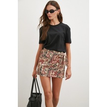 Never More Etnik Desen Mini Etek Bej