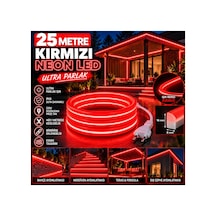 25 Metre 220v Kırmızı Neon Led 8x16 Mm Ultra Parlak Ip65 Suya Dayanıklı Fişli Tak Çalıştır Esnek Şerit Led Bahçe Teras Dış Cephe Aydınlatma Kırmızı - 939562378 Kırmızı