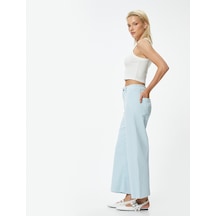Koton Geniş Kısa Paça Kot Pantolon Yüksek Bel - Sandra Jeans Mavi 4sal40007mw Mavi