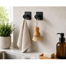 Tekli Yapışkanlı Metal Siyah Askı, Delmeden Duvara Monte Havlu Askısı, Çanta Askısı, Mutfak Banyo Askısı, Paslanmaz Yapışkanlı Duvar Askısı, Modern Kare Tabanlı Askı Aparatı 4 Renk