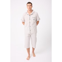 L'espadon Marısılk Seastrıpe Erkek Dokuma Yazlık Kısa Kollu Capri Pantolonlu Pijama & Lounge Takımı-3215 Bej L'espadon Marısılk Seastrıpe Erkek Dokuma Yazlık Kısa Kollu Capri Pantolonlu Pijama & Lounge Takımı-3215 Bej