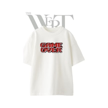 Thewert Game Over Pixel Art Tasarım Baskılı Ünisex Beyaz Oversize T-shirt