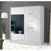 GuneyStore Komple MDF Beyaz Sürgülü Gardırop 180 Cm