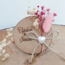 Yuvarlak Kuru Çiçekli Söz Nişan Nikah Magnet Nikah Şeker(30 Adet)