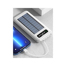 10000 Mah Powerbank Göstergeli Powerbank Solar Powerbank Güneş Enerjili Fenerli 4 Çıkışlı Beyaz
