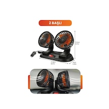 Vantilatör 12v Torpidoya Yapıştırmalı Numaratörlü Tek Kademe Çift Fanlı 360 Dönebilen 4inc