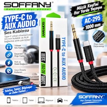 Soffany Ac-295 Hasır Örgü Type-c Aux Ses Kablosu 1 Metre - Lisinya