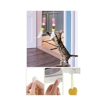 Tineke Elastik Kendinden Yapışkanlı Renkli Kedi Oyun Oltası Kedi Oyuncağı Yapışkanlı Olta Eğitim Oyuncağı
