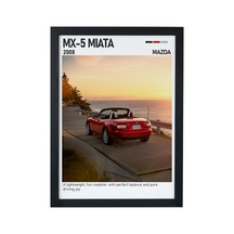 Mazda Mx-5 Miata Ahşap Çerçeveli Poster Tablo Roadster Keyfi Siyah