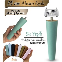 Ahşap Ayak 15 Cm Su Yeşili M8 Civatalı Bağlantı Aparatlı Dolap Mobilya Koltuk Kanepe Destek Ayağı Ayakları Yeşil