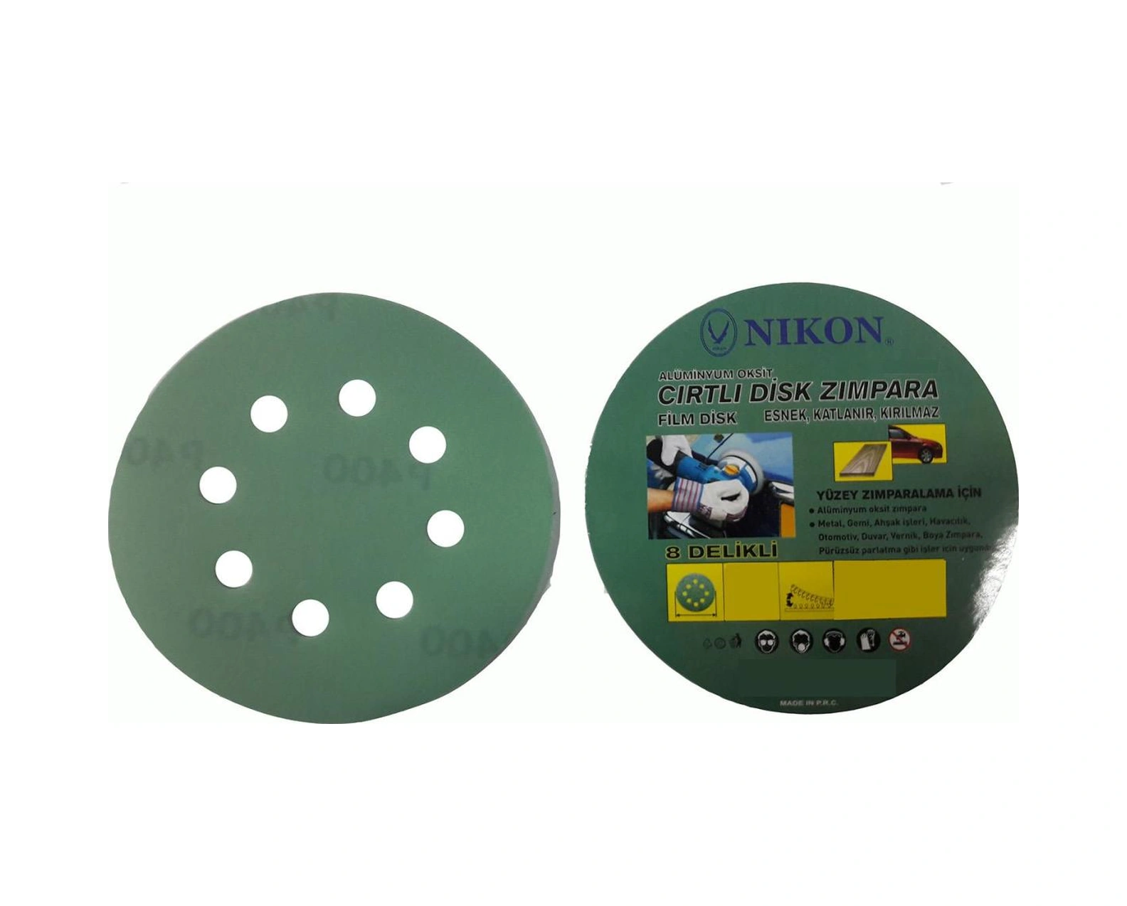 Nikon 52036 Kırılmaz Yeşil Cırt Zımpara 125x80 Kum 8 Delikli - Pyrz-288567