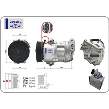 Gua 41318 Klima Kompresörü Fıat Egea 15 500l 12 1.3d Mtj 1.6 12v 6 Kanal 110 Mm 51883101-52003007 -