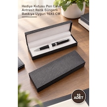 10 Adet Promosyon Kalem Kutusu Hediye Kutusu Pen Case, Antrasit Renk Süngerli Baskıya Uygun 16x5 Cm Diğer