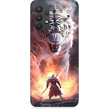 Samsung Galaxy A32 Uyumlu Beyaz Kaplan Ve Samuray Desenli Silikon Kılıf