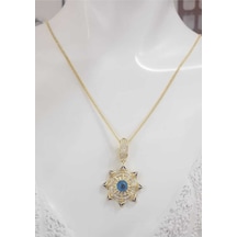 Göz Nazar Boncuk Detay Altın Tasarım Ema 925 Gümüş Kolye Çağla Kolye Serenay Choker Chain