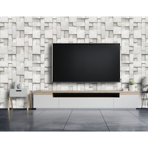 Kare Gri Taş Desen Duvar Kağıdı 16m2 - 6755-1 Çok Renkli