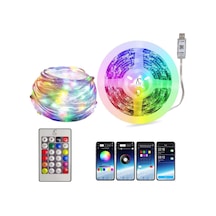 10m Rgb Şerit Led - Kumanda Ve Mobil App- Su Geçirmez - Ses Efekt
