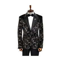 Wessi Slim Fit Simli Erkek Smokin Ceket - Siyah