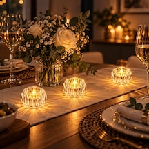 3 Adet Kristal İnci Mini Led Pilli Dekoratif Romantik Işık 3308