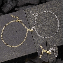 925 Ayar Gümüş Rodyum Gold Çift Kalpli Aşk Bileklik Beyaz 925 Ayar Gümüş Rodyum Gold Çift Kalpli Aşk Bileklik Beyaz