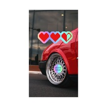 Hologram Pixel Art Kalp Jdm Araba-motosiklet Cam Etiket Sticker