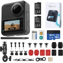Kandao Qoocam 3 Aksiyon Kamerası 5.7 K + 2 Batarya + 128 Gb Sd Kart + 1 Kamera Çubuğu + 1 Motor Aksesuar Paketi Full Set Siyah